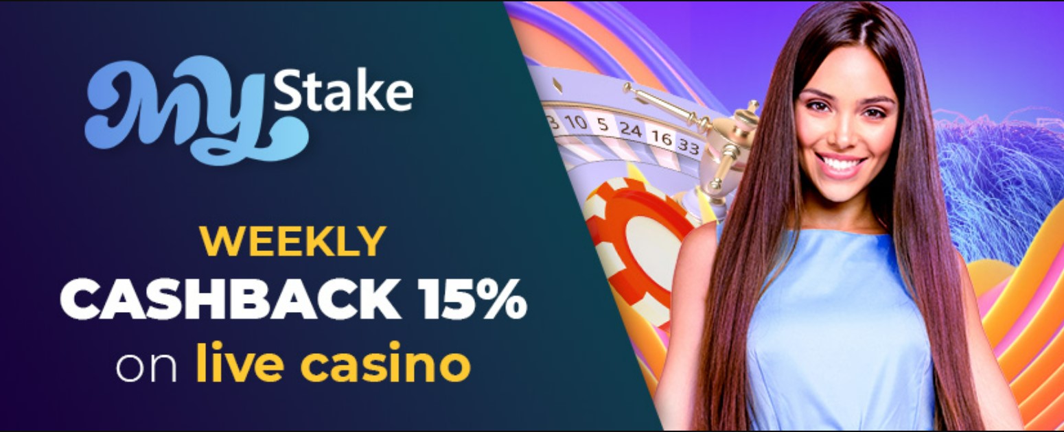 MyStake Live Casino Weekly Cashback 15%