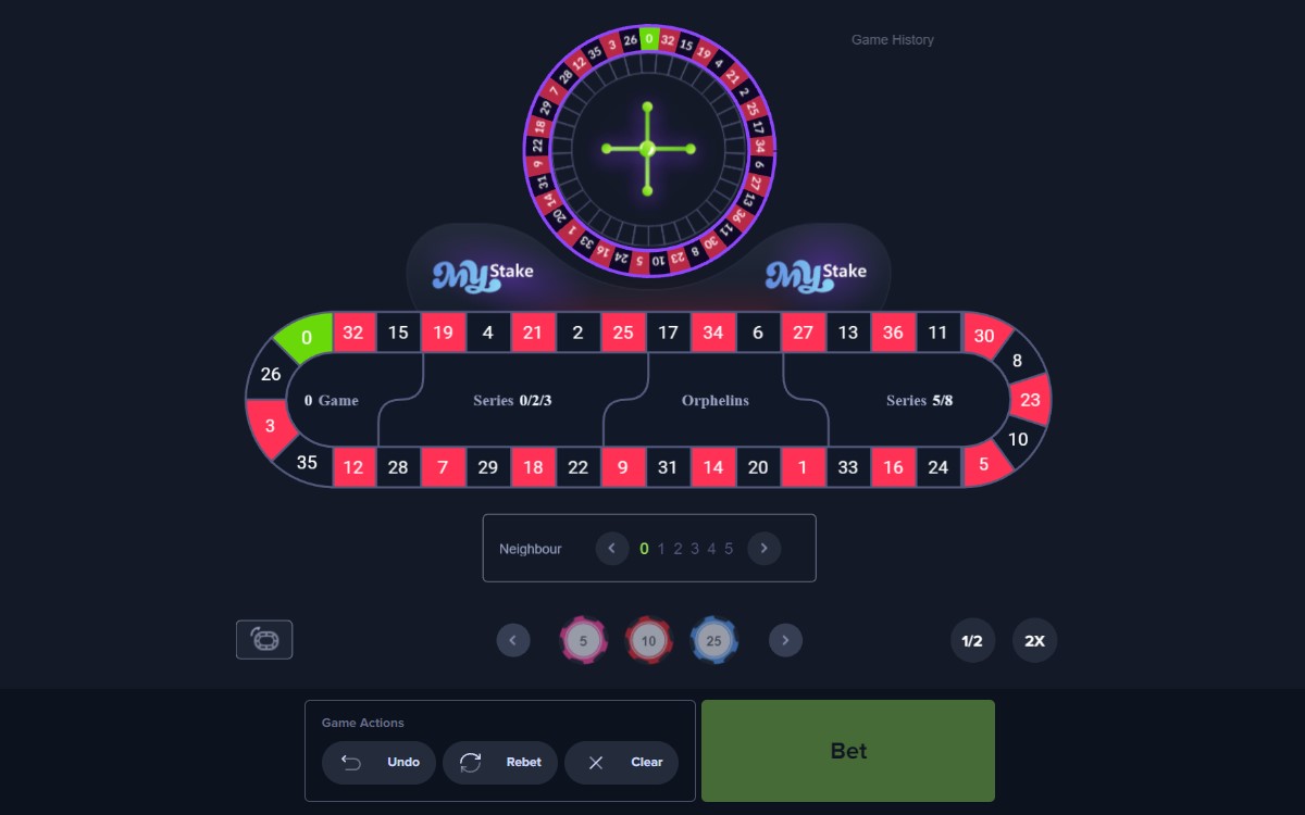 MyStake Roulette table variations